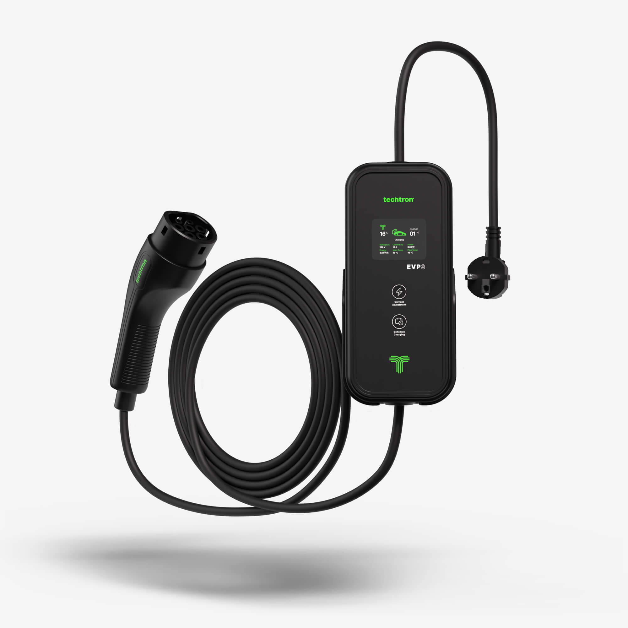 techtron EVP3/3+ Bluetooth + Wi-Fi (3.6 kW, Level 1, Type 2) Portable ev-Charger techtron