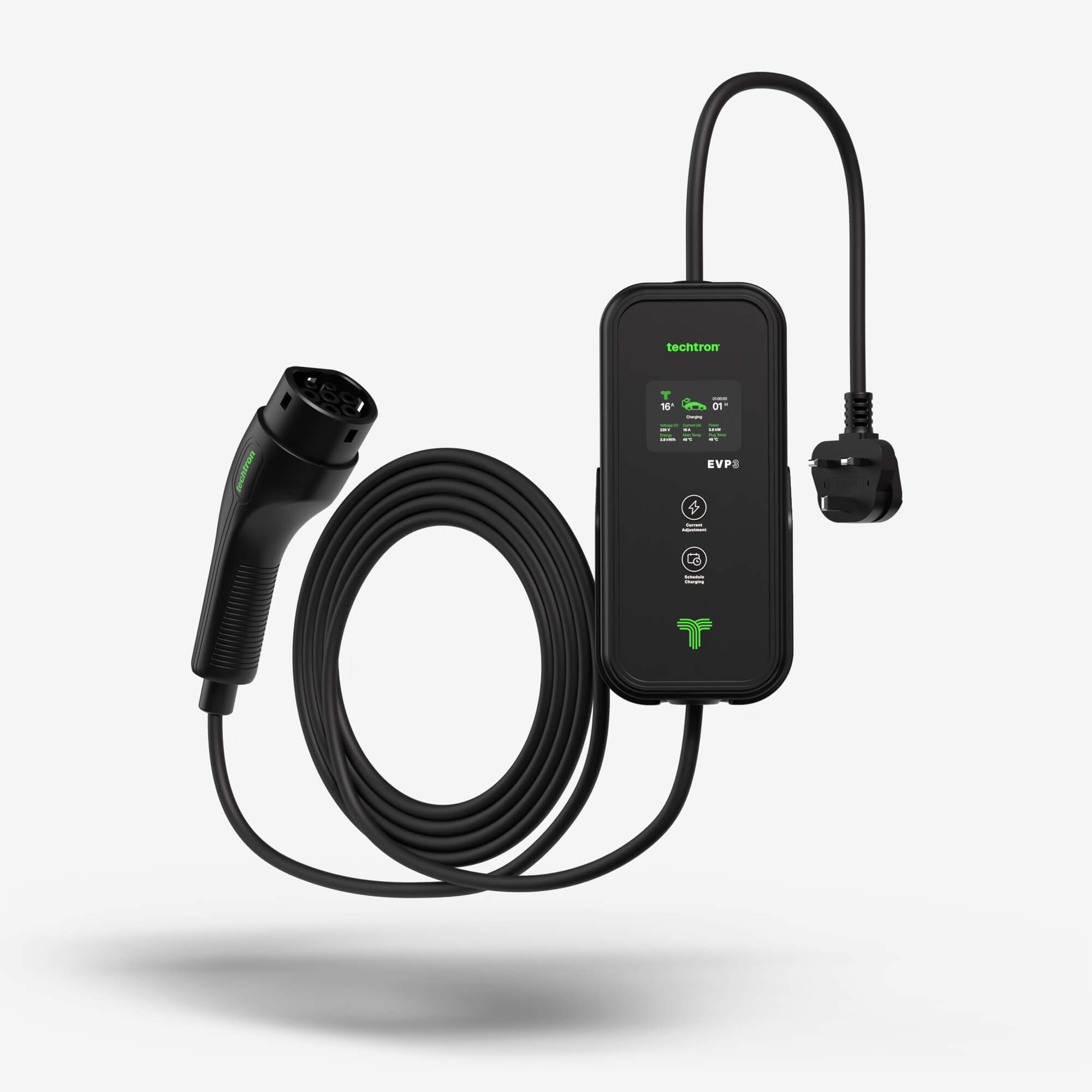 techtron EVP3/3+ Bluetooth + Wi-Fi (3.6 kW, Level 1, Type 2) Portable ev-Charger techtron