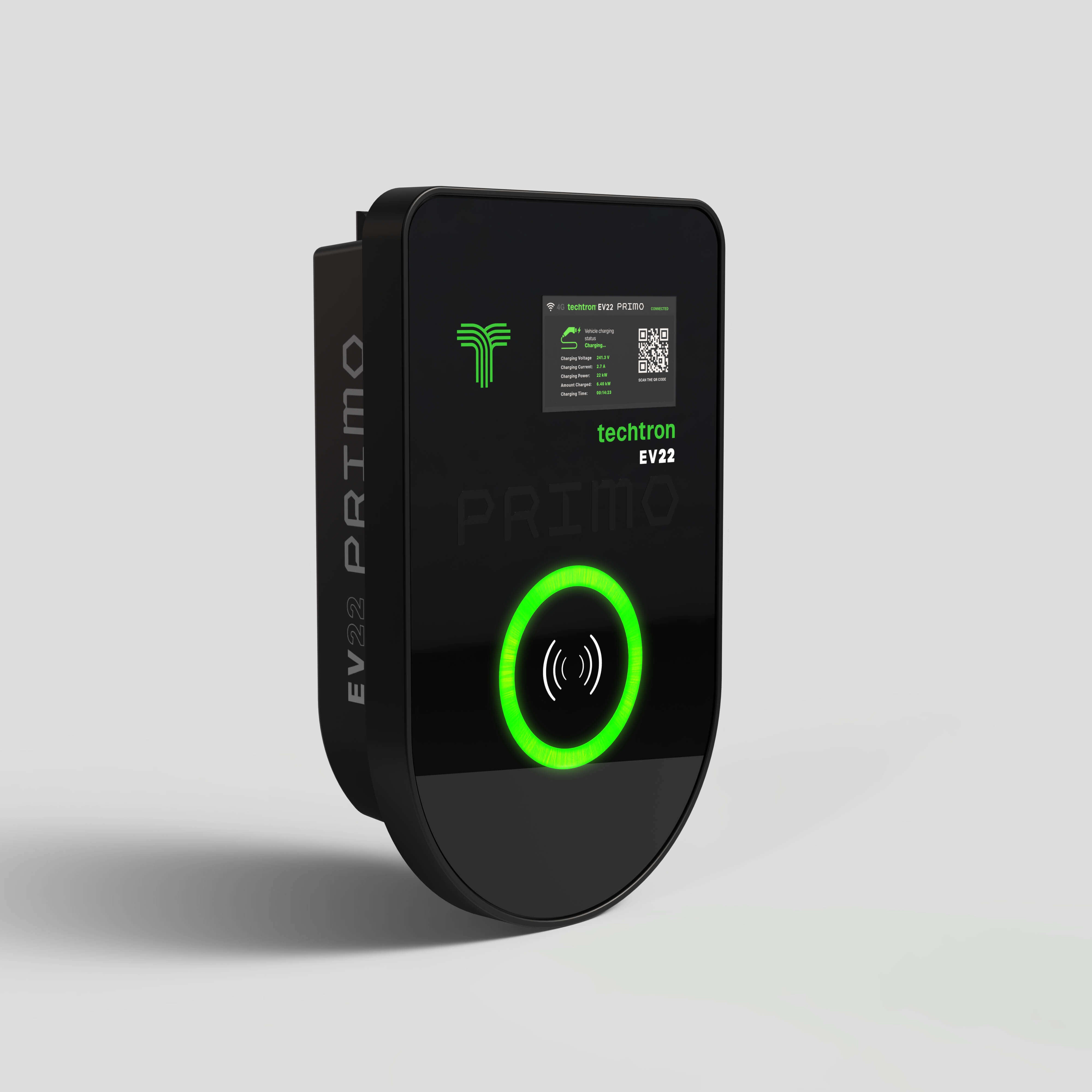 techtron EV22 PRIMO - Voice Controlled + Touchscreen ev-Charger (22 kW, Level 3) - Type 2 techtron